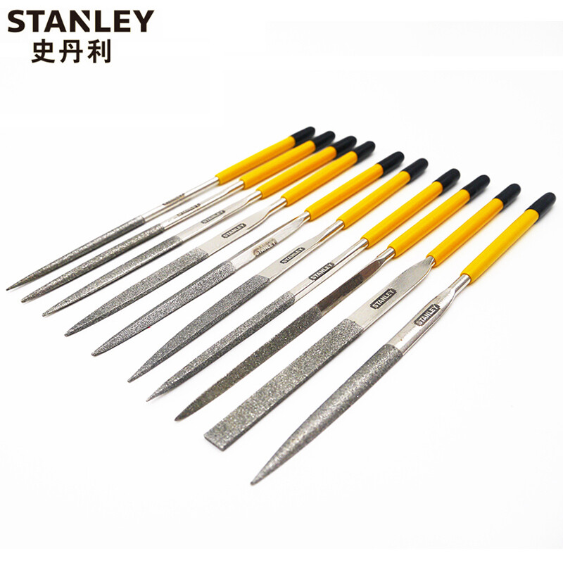 史丹利STANLEY 10件套金刚石整形锉刀4x160mm 套装合金挫模型玉石扁平锉钳工锉刀 22-324-23企业定制