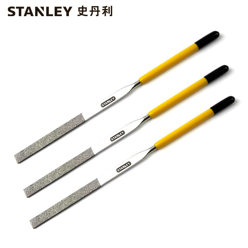 史丹利STANLEY 3支 金刚石平头扁锉刀3x140mm 扁平钢锉金属小锉刀金刚石锉刀合金挫玉石迷你 22-327-23可定制