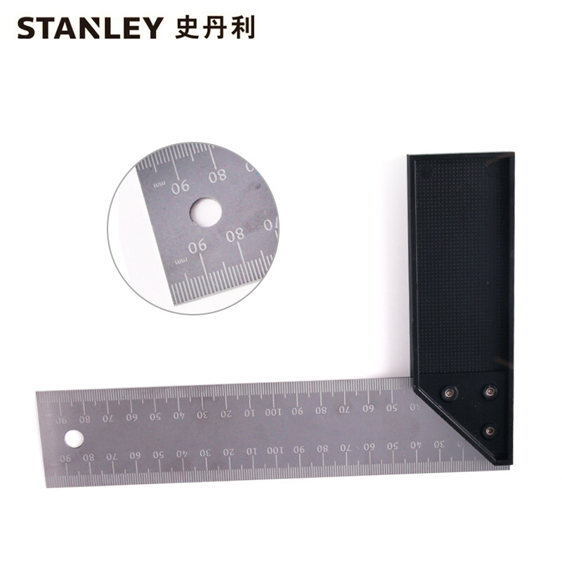史丹利STANLEY 不锈钢直角尺200x135mm塑柄 加厚不锈钢角尺拐尺木工拐角尺L型尺90度曲尺 46-500-23 可定制