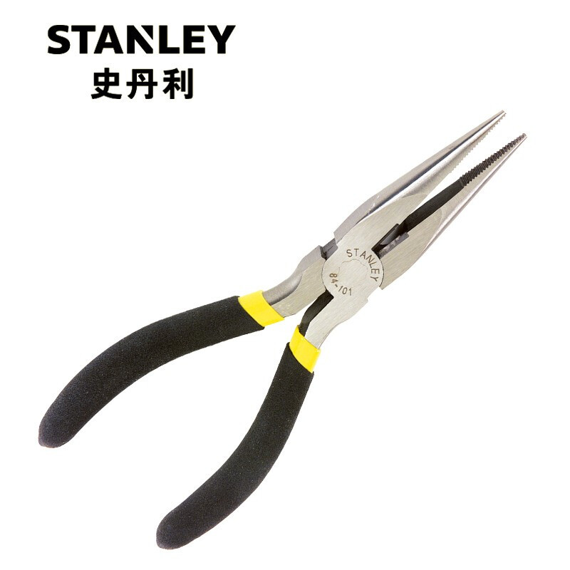 史丹利（STANLEY）黑色双塑柄尖嘴钳两用尖嘴钳尖口钳尖咀钳 84-100-23（5英寸）现货