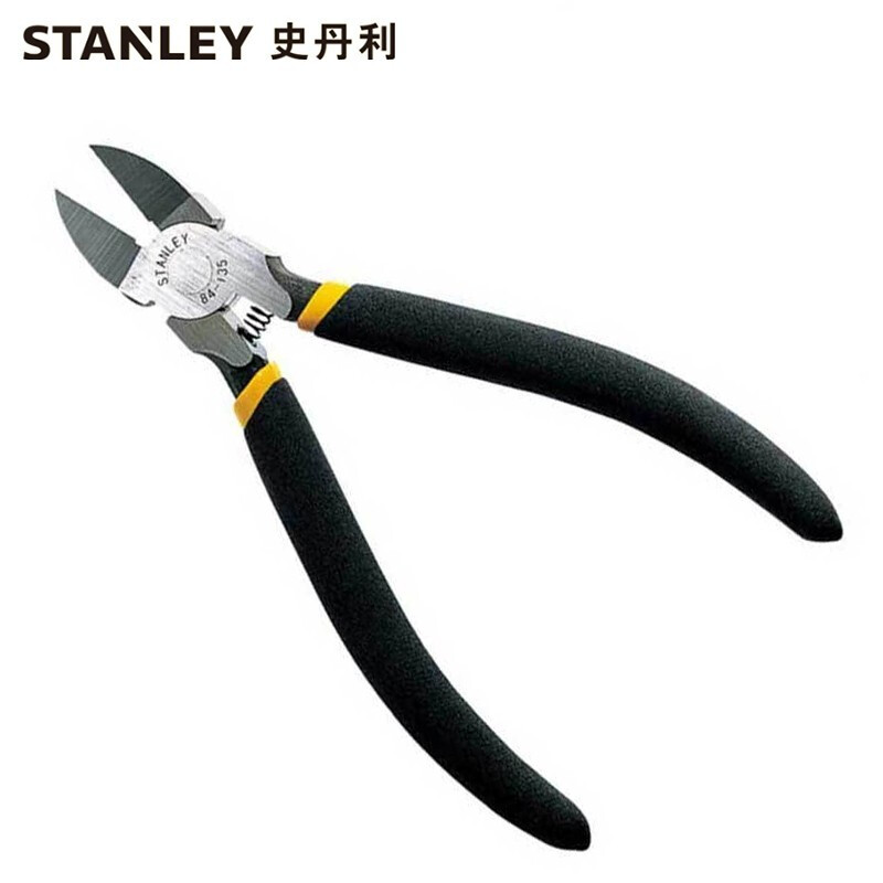 史丹利（STANLEY）黑色双塑柄水口钳塑料钳剪钳剪线钳斜嘴钳电工工具钳子模型剪 84-134-23（5英寸）现货