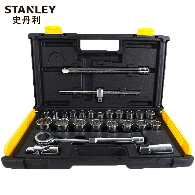 史丹利（STANLEY）26件12.5MM系列十二角公制组套专业机修汽修扳手套筒 86-477-22 现货
