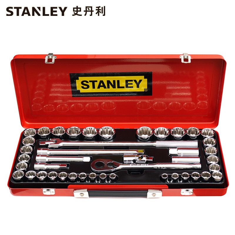 史丹利STANLEY 43件套12.5mm系列公英制组套 大飞扳手套筒接杆汽修工具 89-509-22 企业定制