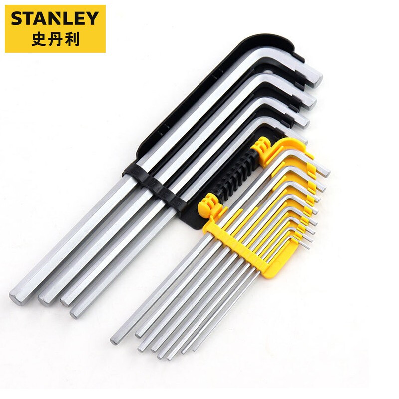 史丹利（STANLEY）12件套内六角扳手 英制 加长平头L形螺丝刀 内六方扳手1/16-3/8 92-620-23