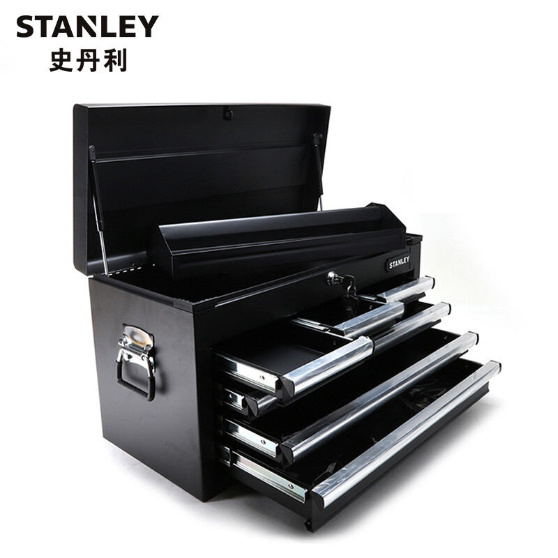 史丹利STANLEY 6抽屉工具箱 铁皮工具箱钢制黑色手提收纳箱多功能家用工具盒车载箱 93-546-23 可定制