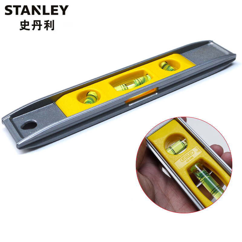 史丹利（Stanley）磁性塑身鱼雷式水平尺 STHT42264-8-23（付款后5-10天发货）/平尺9英寸实心铸铝高精度角度 测量仪防摔强磁平水尺 STHT42465-8-23 企业定制