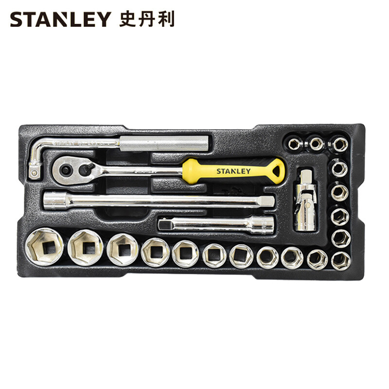 史丹利STANLEY 23件12.5mm系列公制套筒托盘组套 扳手套筒批头维修套装 STMT74173-8-23 企业定制